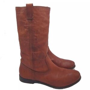 Women’s Frye Anna Mid Calf Cognac Leather Boots Size 11 Medium